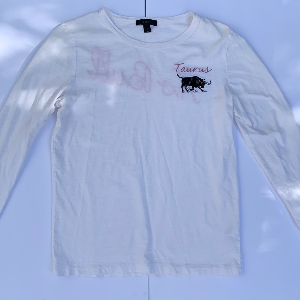 J. Crew | Embroidered Taurus “No Bull” Long Sleeve Tee - Size Small